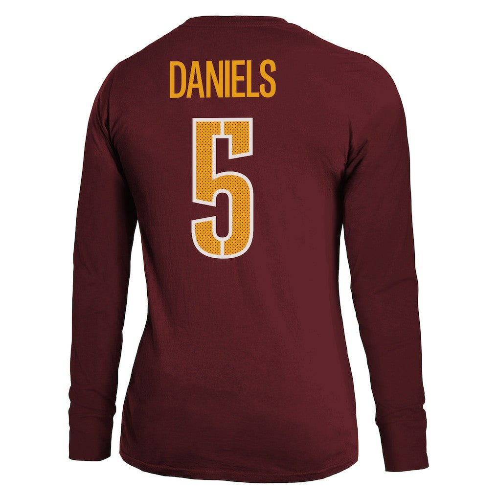 Jayden Daniels  Majestic Threads Women's Player Name & Number Long Sleeve T-Shirt - Washington Commanders