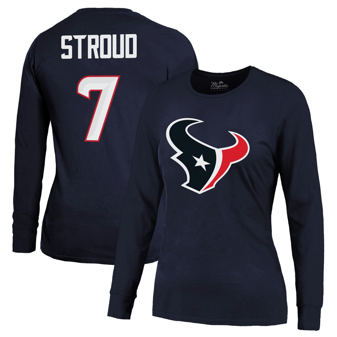 C.J. Stroud  Majestic Threads Women's Player Name & Number Long Sleeve T-Shirt - Houston Texans