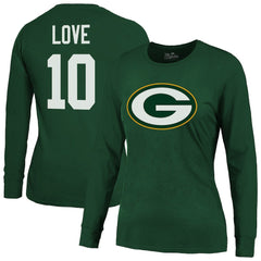 Jordan Love  Majestic Threads Women's Name & Number Long Sleeve T-Shirt - Green Bay Packers