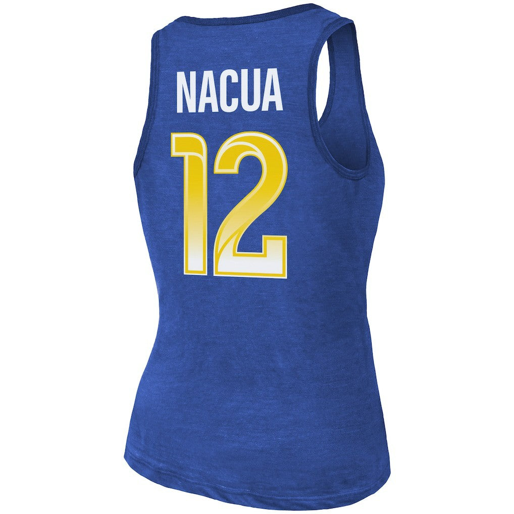 Puka Nacua  Majestic Threads Women's Name & Number Tri-Blend Scoop Neck Tank Top - Los Angeles Rams