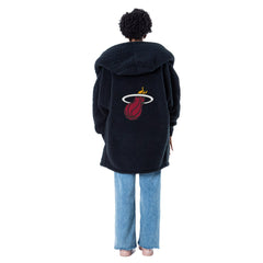 NBA The Best Lounger in the World By Jill Martin Miami Heat Unisex Black Oversized Open-Front Hoodie Sweater shop