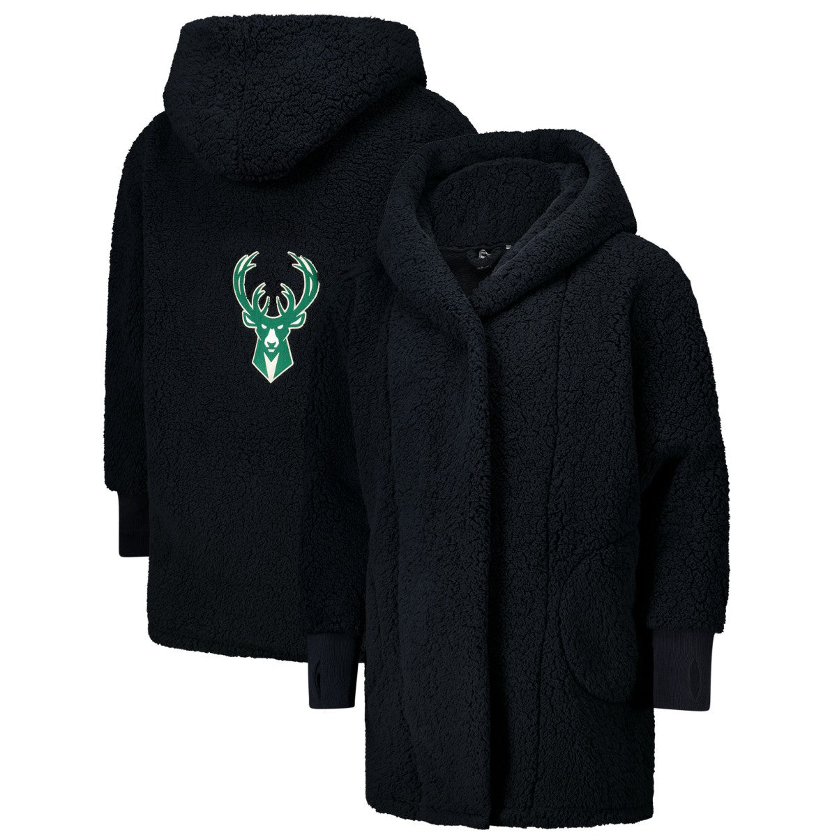NBA The Best Lounger in the World By Jill Martin Milwaukee Bucks Unisex Black Oversized Open-Front Hoodie Sweater cheap