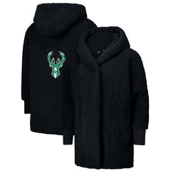 NBA The Best Lounger in the World By Jill Martin Milwaukee Bucks Unisex Black Oversized Open-Front Hoodie Sweater cheap