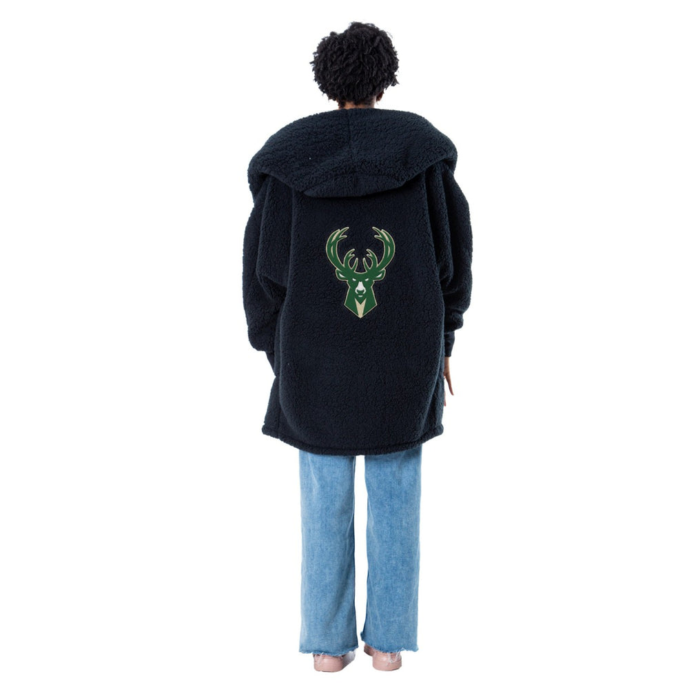 NBA The Best Lounger in the World By Jill Martin Milwaukee Bucks Unisex Black Oversized Open-Front Hoodie Sweater cheap