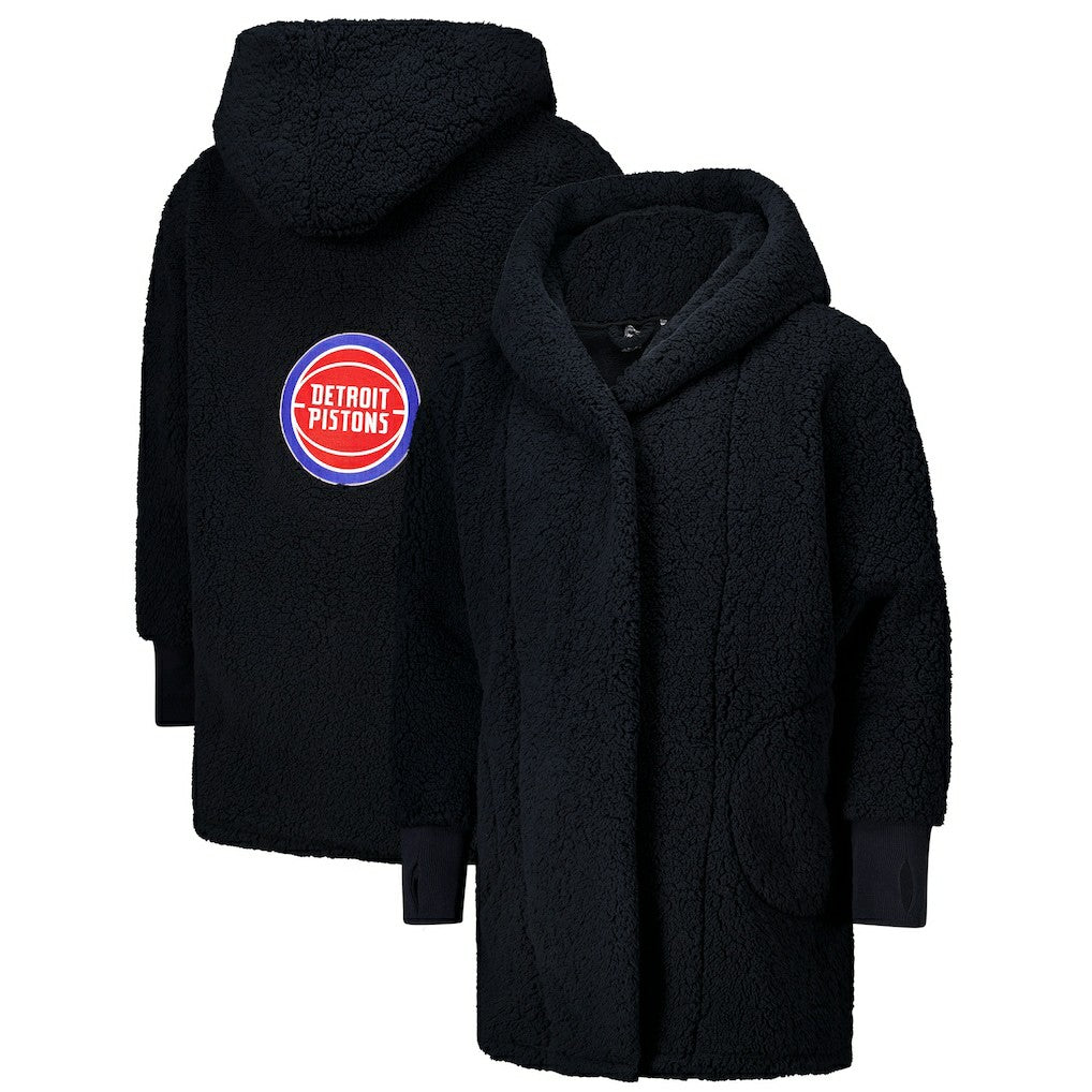 NBA The Best Lounger in the World By Jill Martin Detroit Pistons Unisex Black Oversized Open-Front Hoodie Sweater cheap