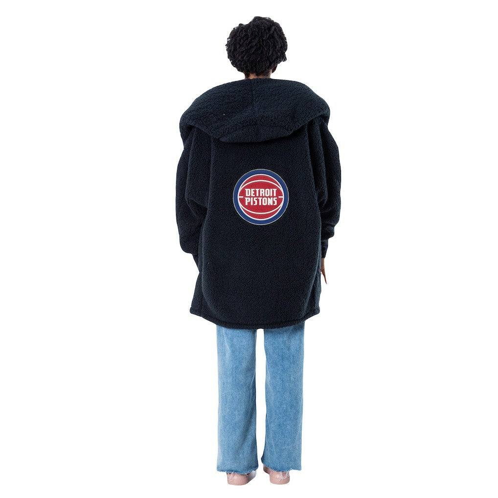 NBA The Best Lounger in the World By Jill Martin Detroit Pistons Unisex Black Oversized Open-Front Hoodie Sweater cheap