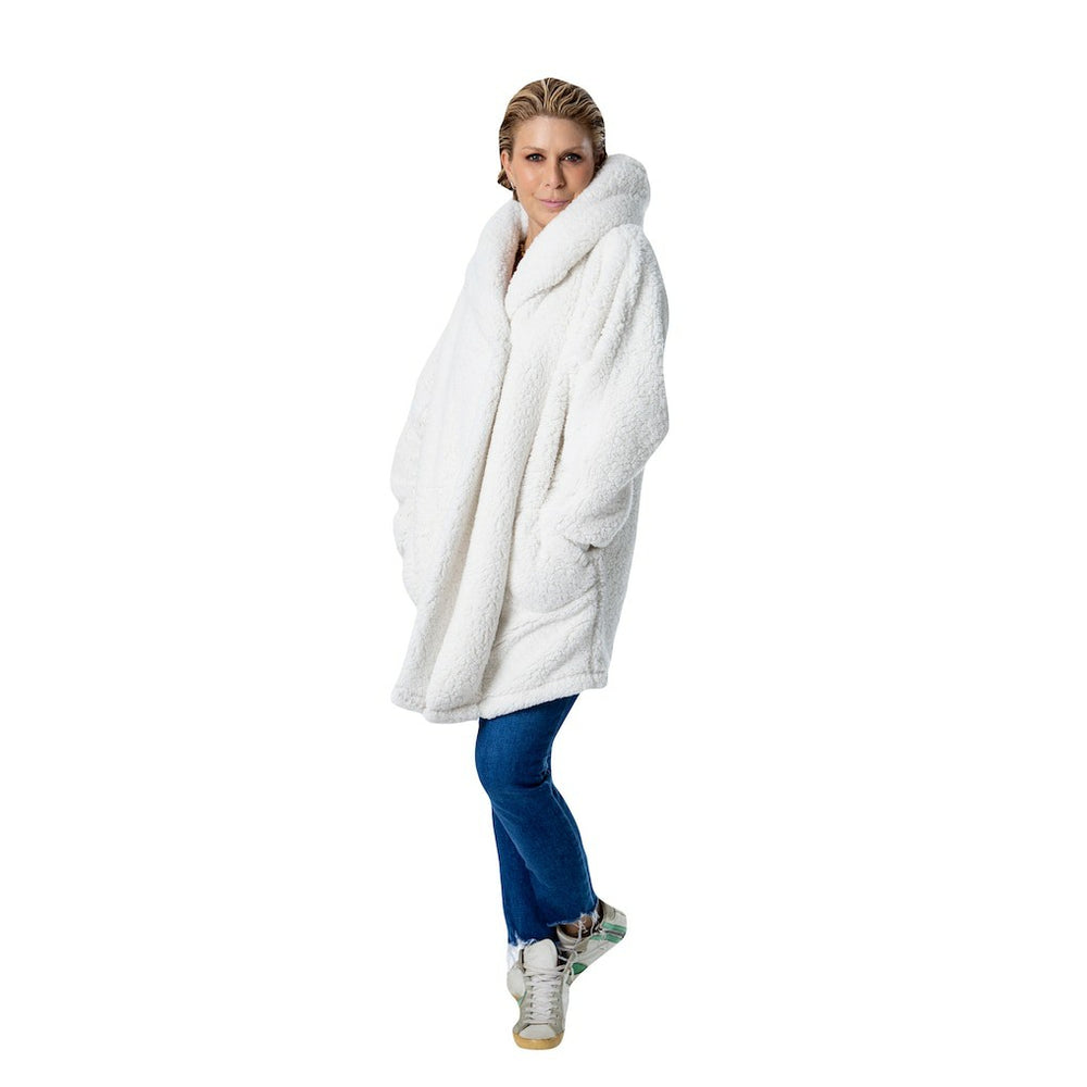NBA The Best Lounger in the World By Jill Martin Boston Celtics Unisex Cream Oversized Open-Front Hoodie Sweater on sale