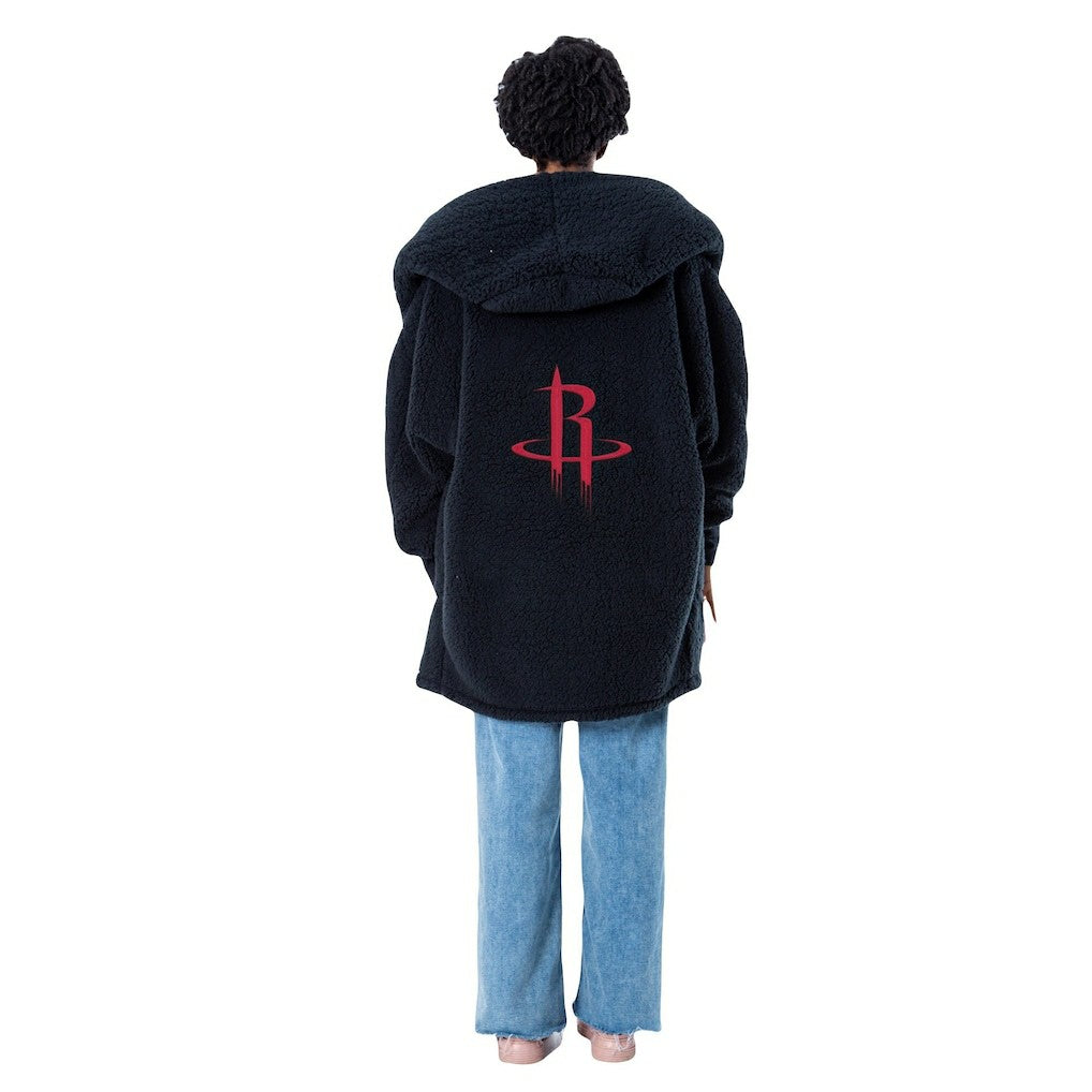 NBA The Best Lounger in the World By Jill Martin Houston Rockets Unisex Black Oversized Open-Front Hoodie Sweater online