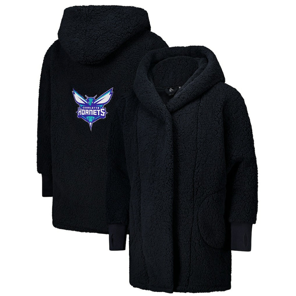 NBA The Best Lounger in the World By Jill Martin Charlotte Hornets Unisex Black Oversized Open-Front Hoodie Sweater cheap
