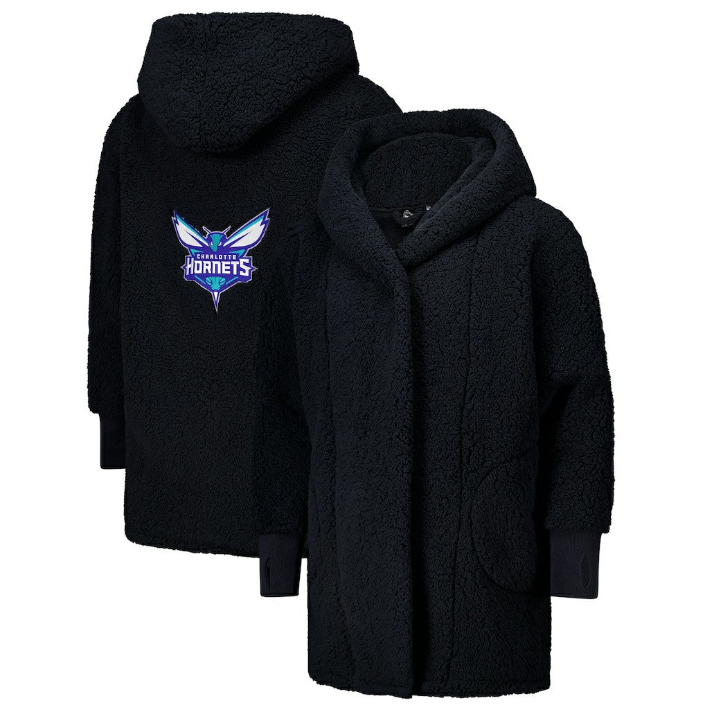 NBA The Best Lounger in the World By Jill Martin Charlotte Hornets Unisex Black Oversized Open-Front Hoodie Sweater cheap