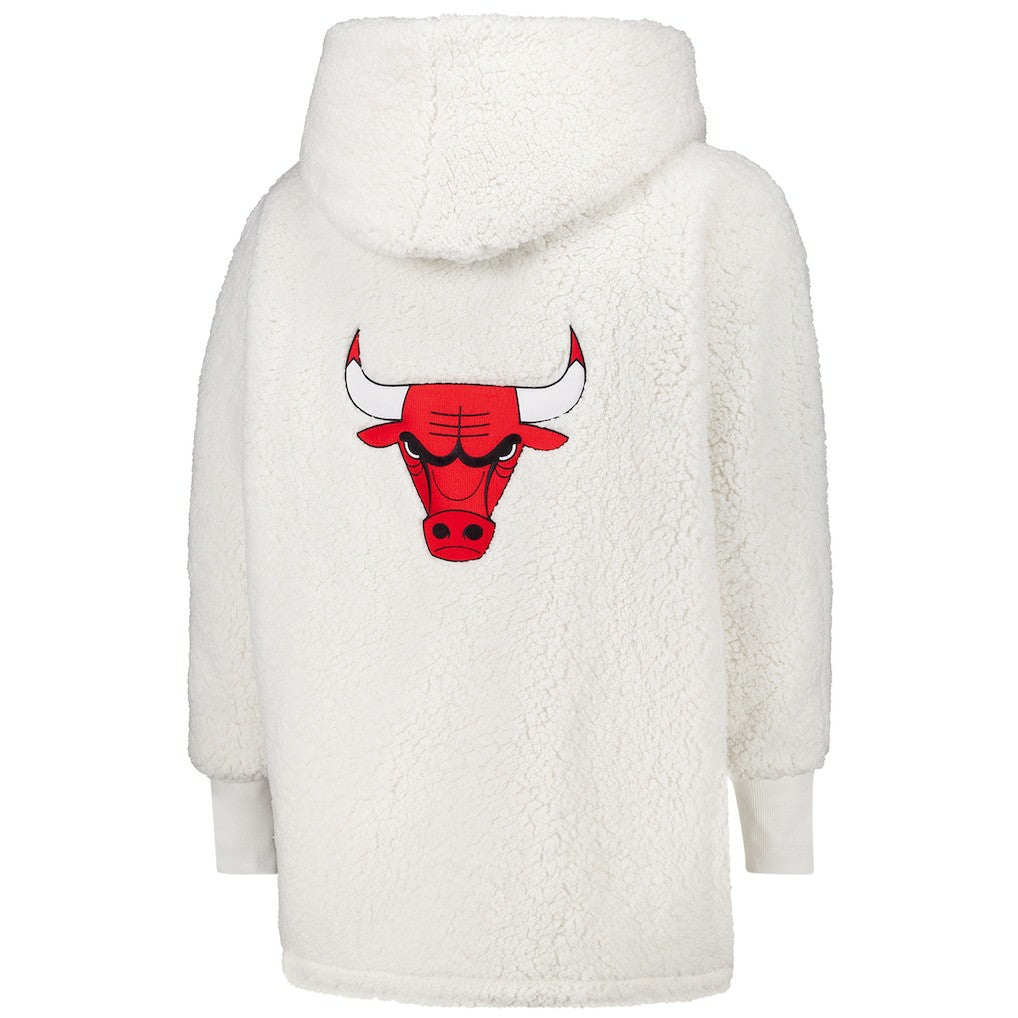 NBA The Best Lounger in the World By Jill Martin Chicago Bulls Unisex Cream Oversized Open-Front Hoodie Sweater on sale
