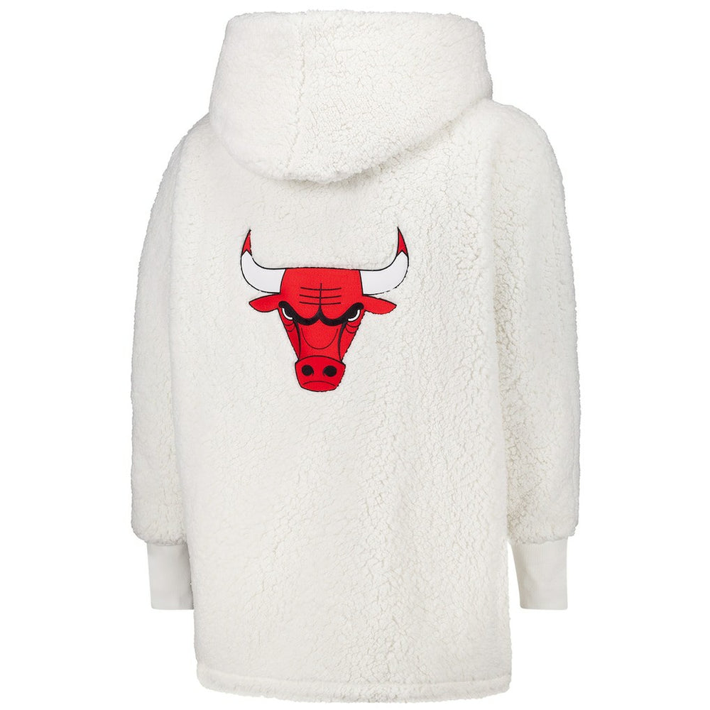 NBA The Best Lounger in the World By Jill Martin Chicago Bulls Unisex Cream Oversized Open-Front Hoodie Sweater on sale