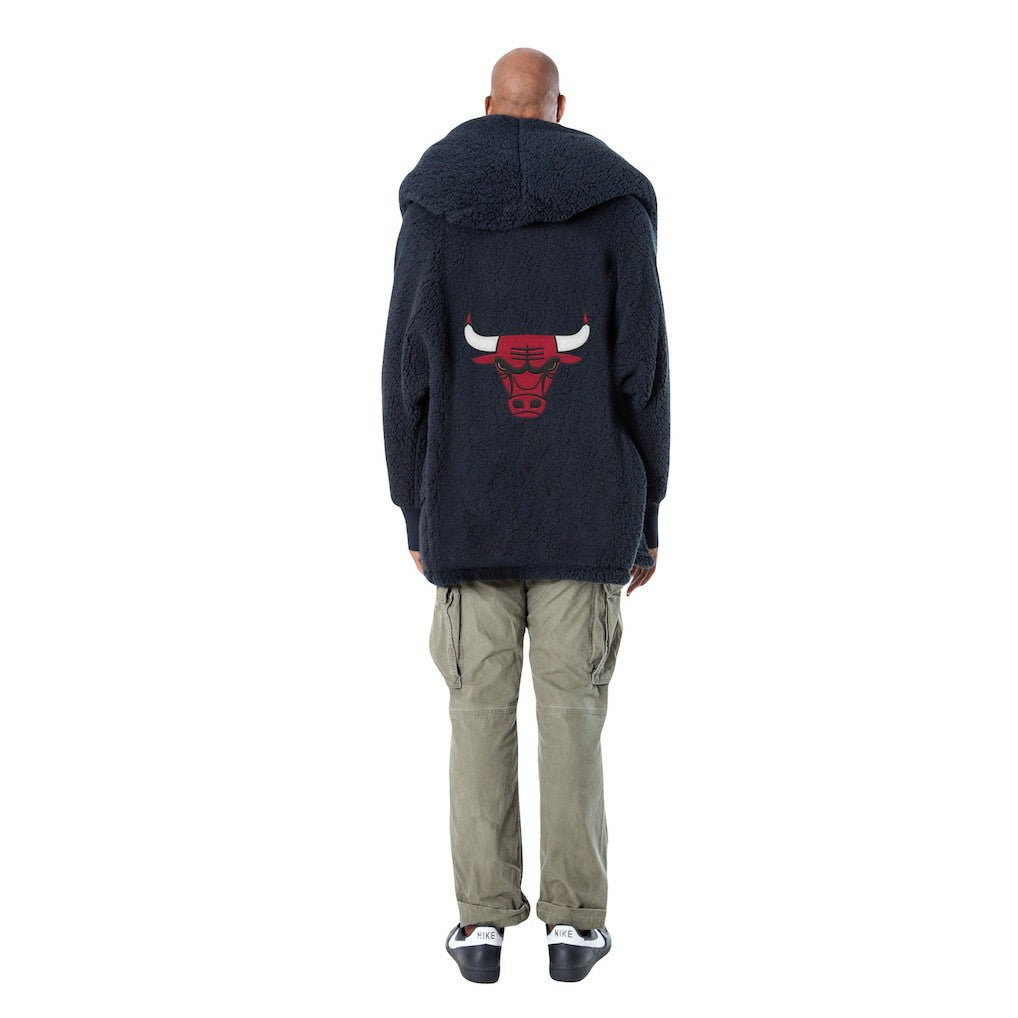 NBA The Best Lounger in the World By Jill Martin Chicago Bulls Unisex Black Oversized Open-Front Hoodie Sweater cheap