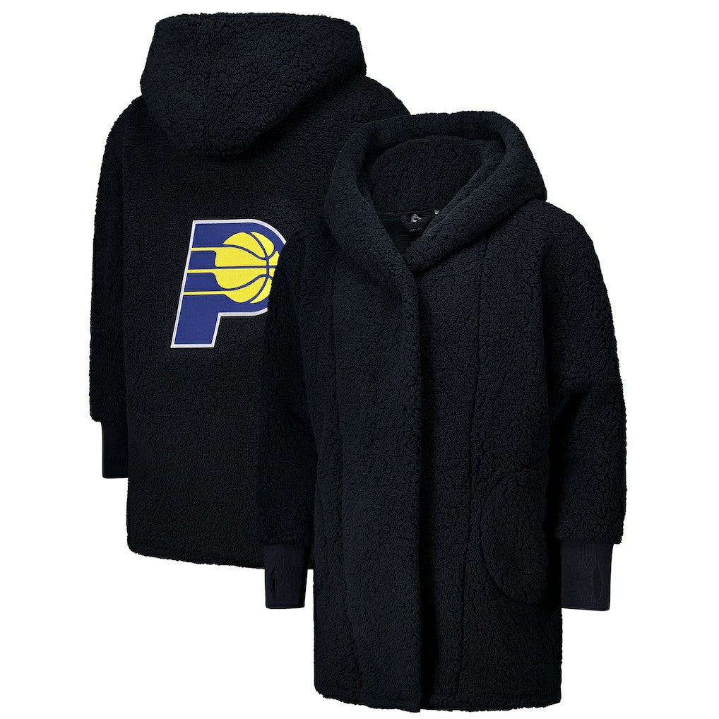NBA The Best Lounger in the World By Jill Martin Indiana Pacers Unisex Black Oversized Open-Front Hoodie Sweater discount