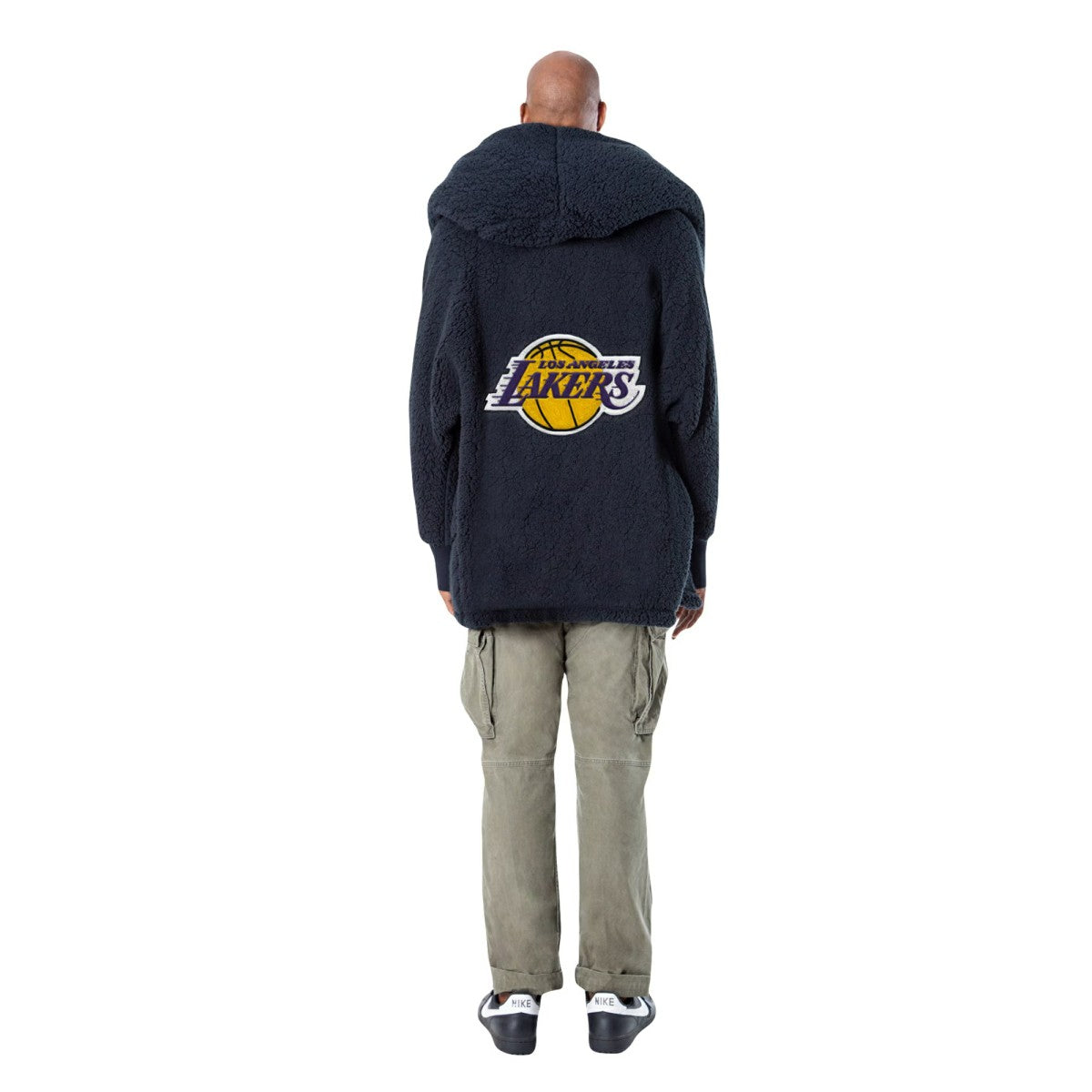 NBA The Best Lounger in the World By Jill Martin Los Angeles Lakers Unisex Black Oversized Open-Front Hoodie Sweater for sale