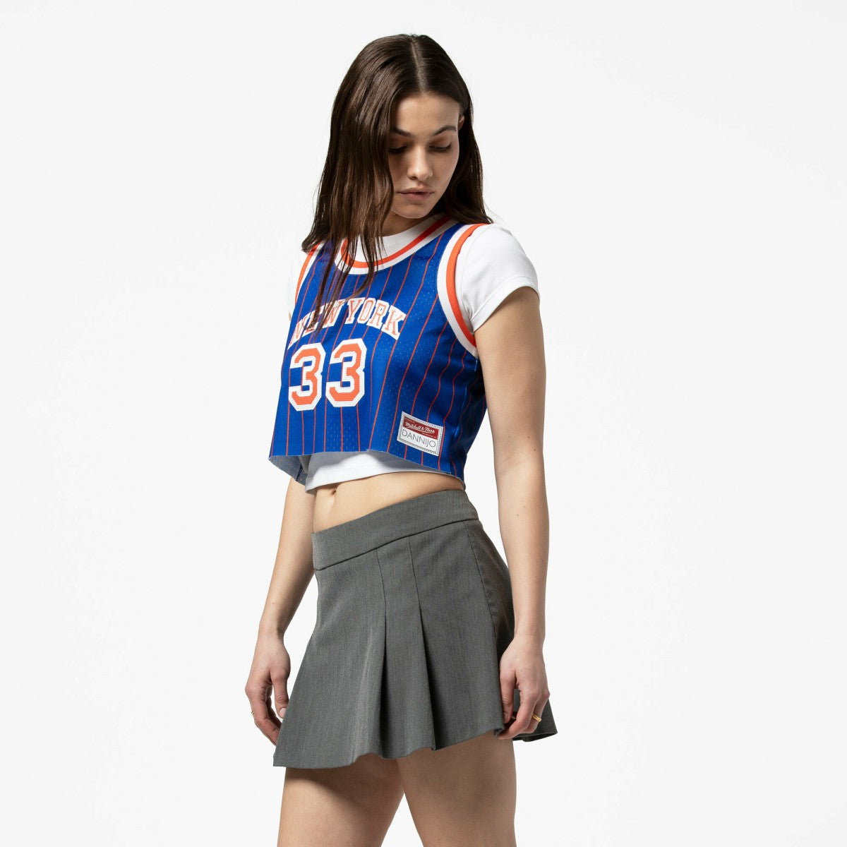 NBA Patrick Ewing New York Knicks x DANNIJO Women's Fashion Cropped Basketball Jersey
