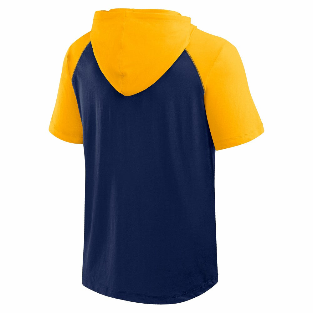 MLB Milwaukee Brewers Logo Athletic Prime Raglan Short Sleeve Hoodie T-Shirt