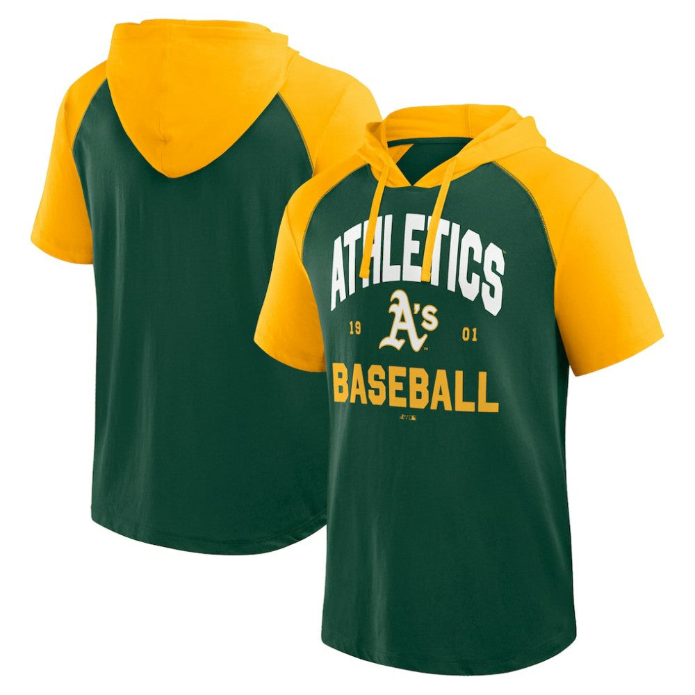 MLB Athletics Logo Athletic Prime Raglan Short Sleeve Hoodie T-Shirt