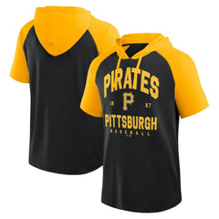 MLB Pittsburgh Pirates Logo Athletic Prime Raglan Short Sleeve Hoodie T-Shirt