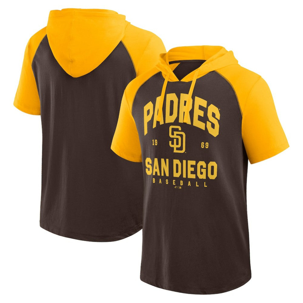 MLB San Diego Padres Logo Athletic Prime Raglan Short Sleeve Hoodie T-Shirt