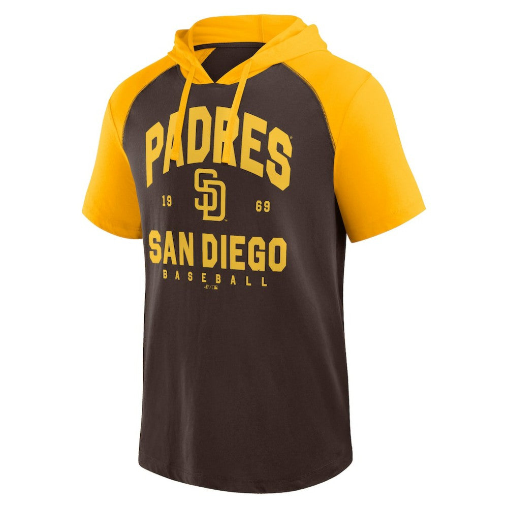 MLB San Diego Padres Logo Athletic Prime Raglan Short Sleeve Hoodie T-Shirt