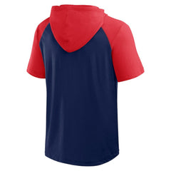 MLB Boston Red Sox Logo Athletic Prime Raglan Short Sleeve Hoodie T-Shirt