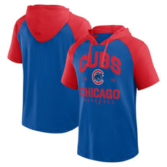MLB Chicago Cubs Logo Athletic Prime Raglan Short Sleeve Hoodie T-Shirt