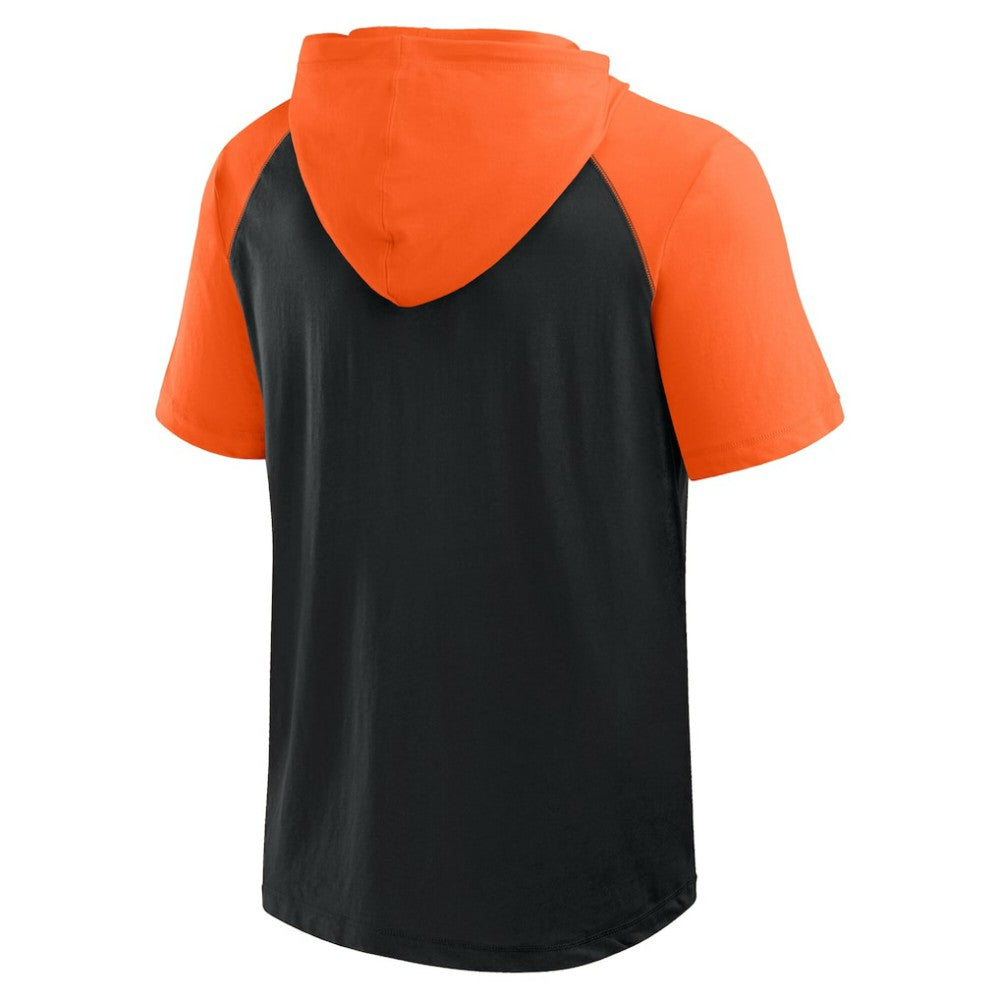 MLB Baltimore Orioles Logo Athletic Prime Raglan Short Sleeve Hoodie T-Shirt