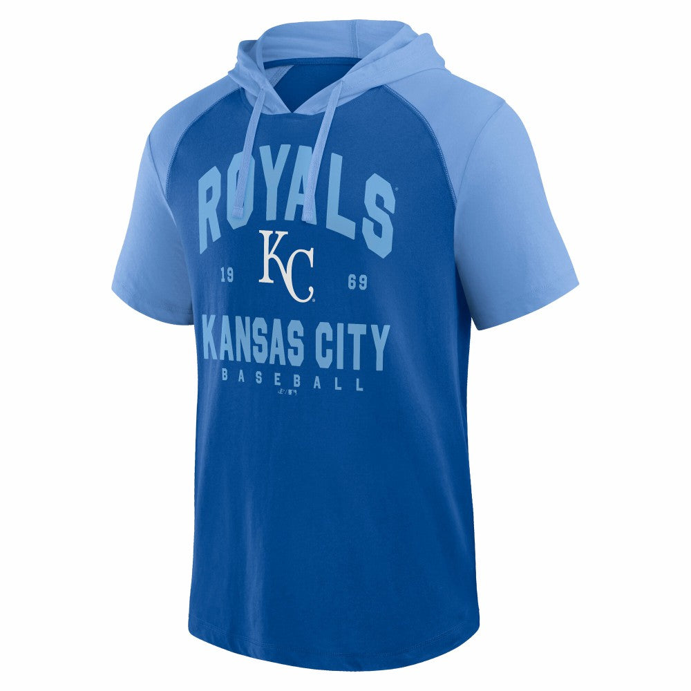 MLB Kansas City Royals Logo Athletic Prime Raglan Short Sleeve Hoodie T-Shirt