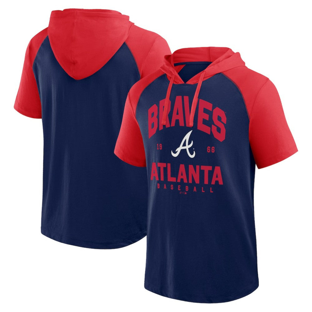 MLB Atlanta Braves Logo Athletic Prime Raglan Short Sleeve Hoodie T-Shirt