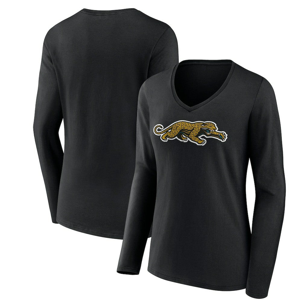 Women's Classic Logo Long Sleeve V-Neck T-Shirt - Jacksonville Jaguars