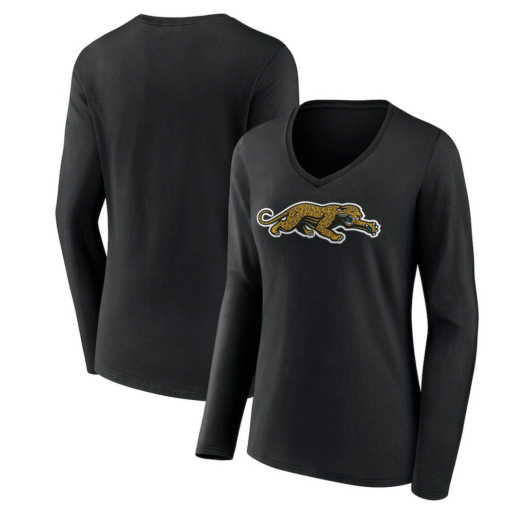 Women's Classic Logo Long Sleeve V-Neck T-Shirt - Jacksonville Jaguars