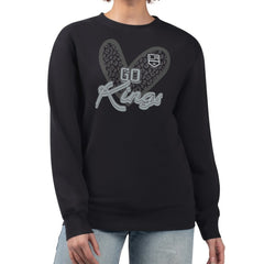NHL Black Los Angeles Kings G-III 4Her by Carl Banks Women's Animal Print Heart Fleece Pullover Sweatshirt