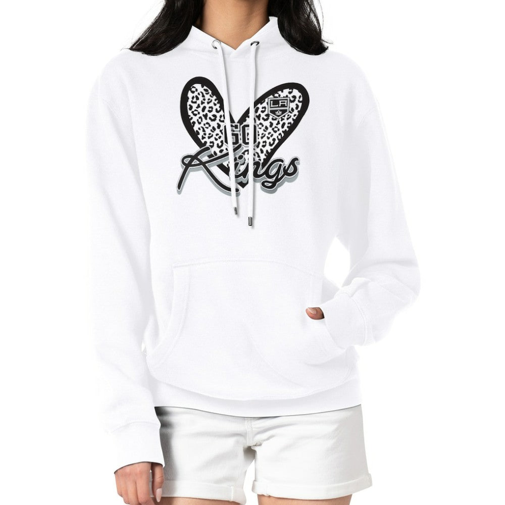 NHL White Los Angeles Kings G-III 4Her by Carl Banks Women's Animal Print Heart Fleece Pullover Hoodie