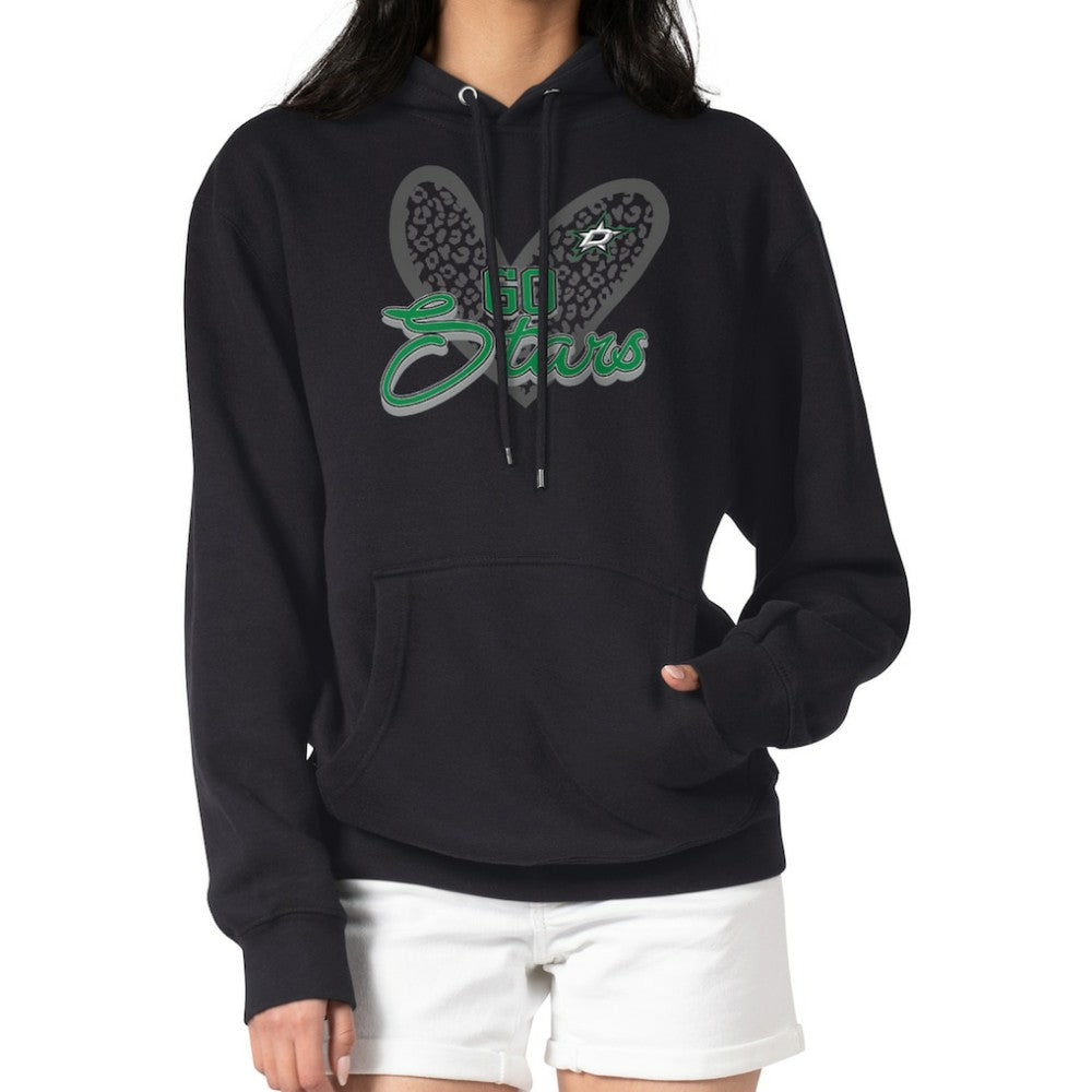 NHL Black Dallas Stars G-III 4Her by Carl Banks Women's Animal Print Heart Fleece Pullover Hoodie