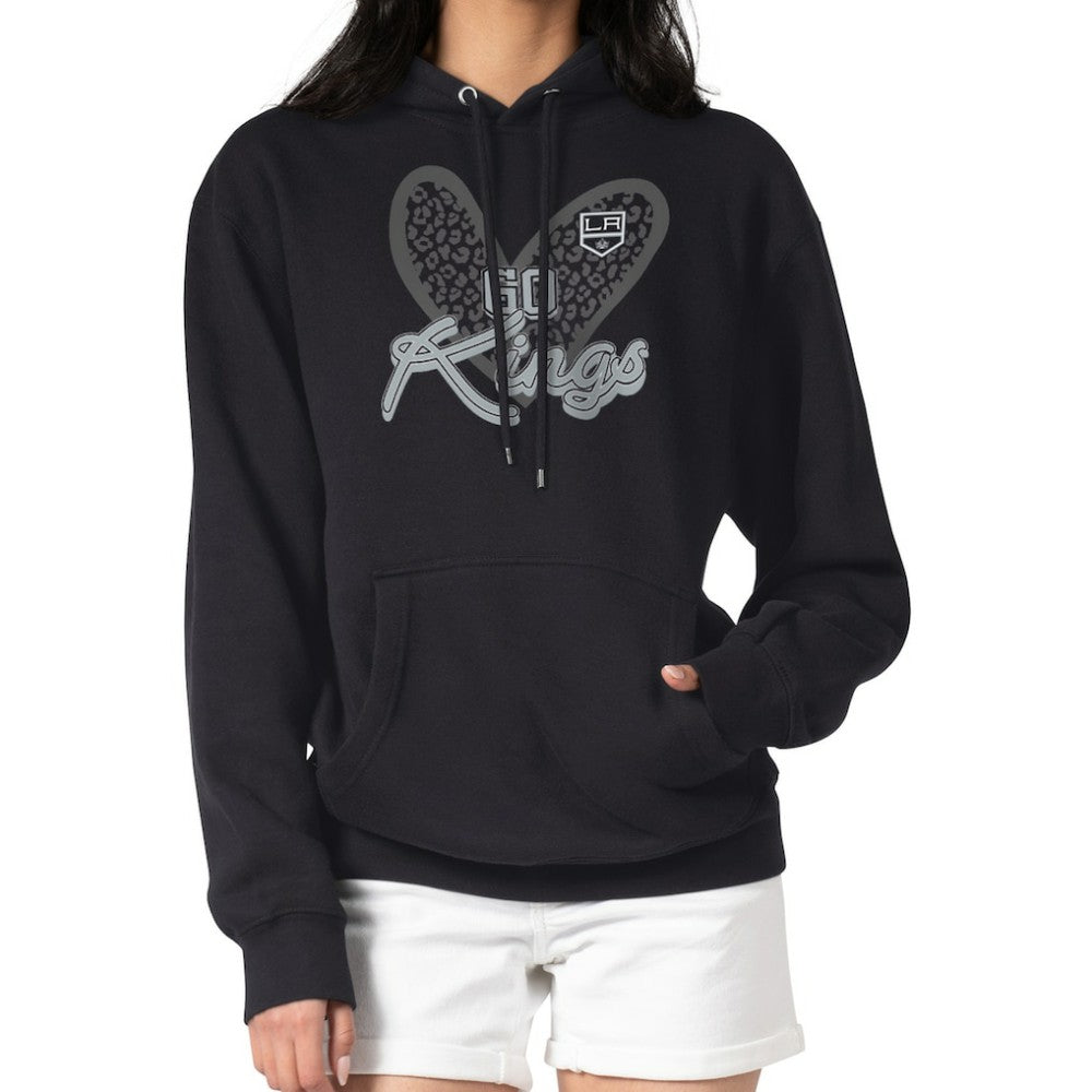NHL Black Los Angeles Kings G-III 4Her by Carl Banks Women's Animal Print Heart Fleece Pullover Hoodie