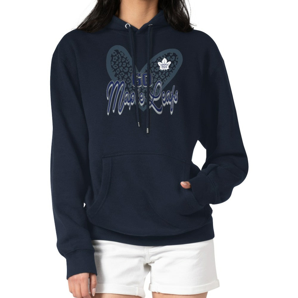 NHL Navy Toronto Maple Leafs G-III 4Her by Carl Banks Women's Animal Print Heart Fleece Pullover Hoodie