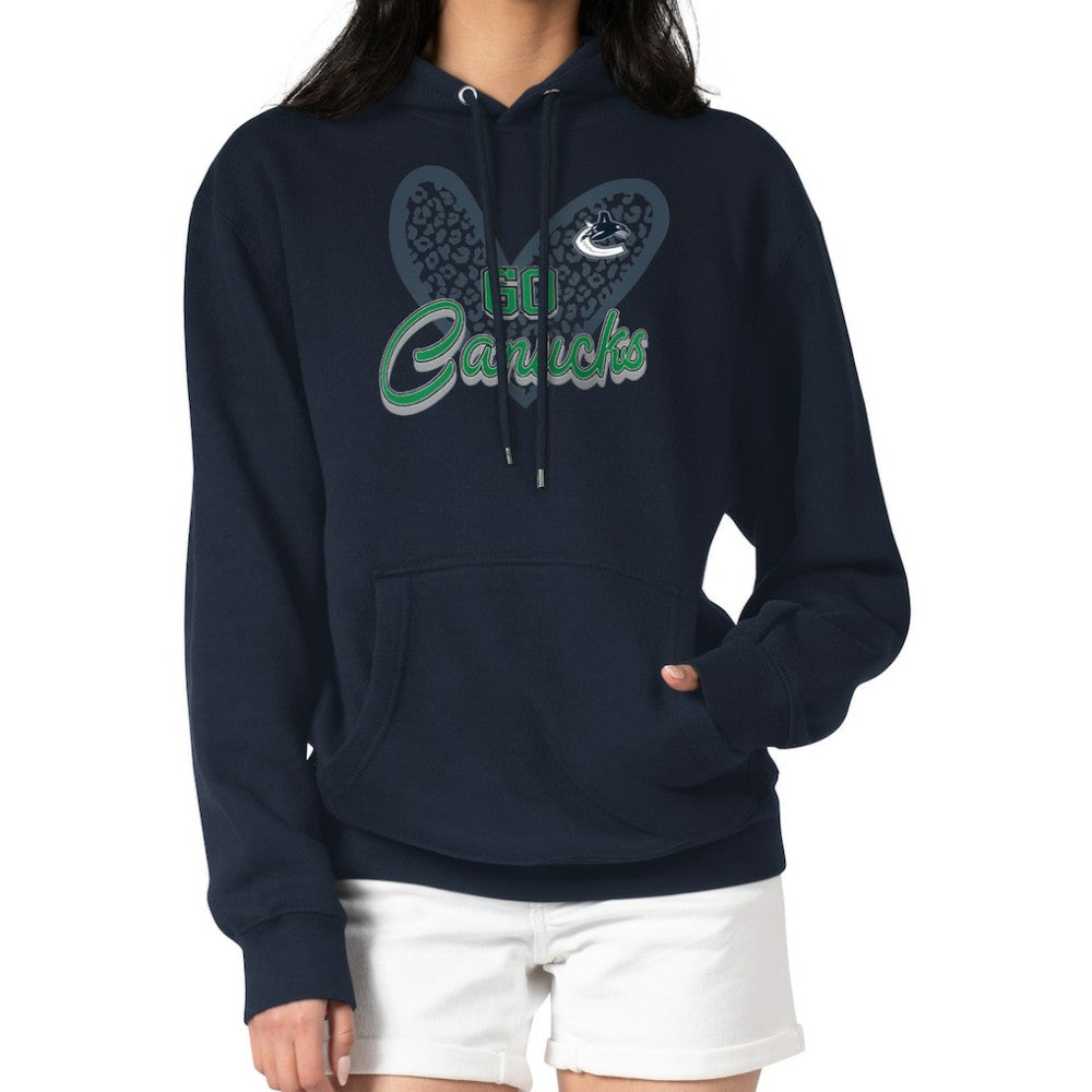 NHL Navy Vancouver Canucks G-III 4Her by Carl Banks Women's Animal Print Heart Fleece Pullover Hoodie