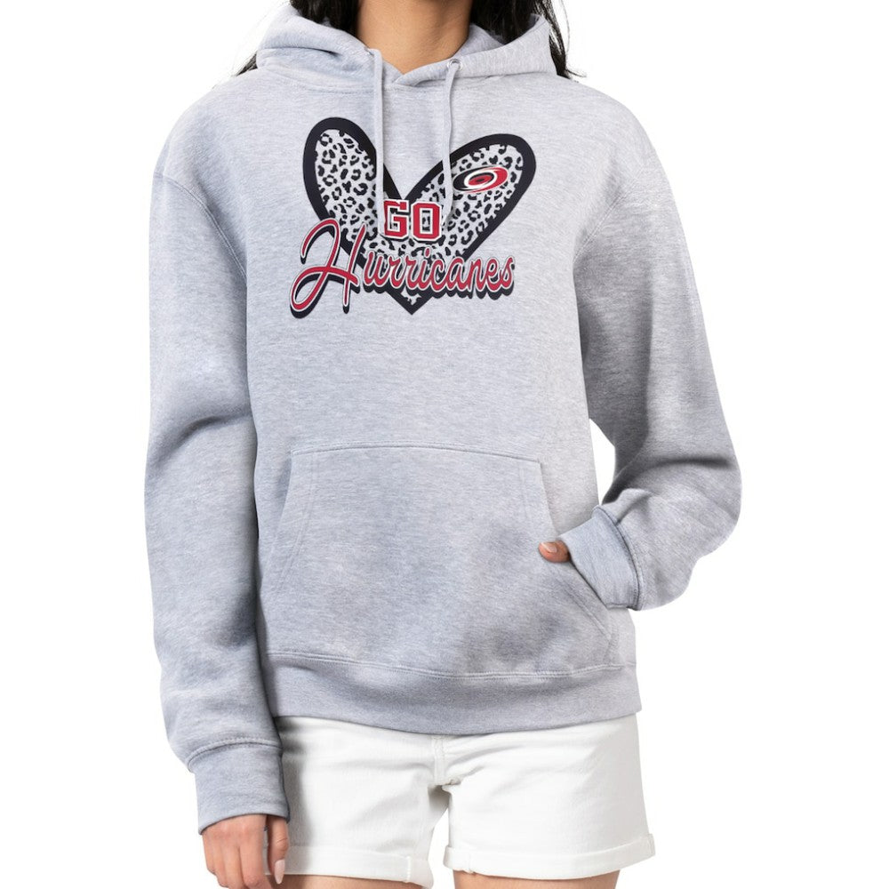 NHL Heather Gray Carolina Hurricanes G-III 4Her by Carl Banks Women's Animal Print Heart Fleece Pullover Hoodie