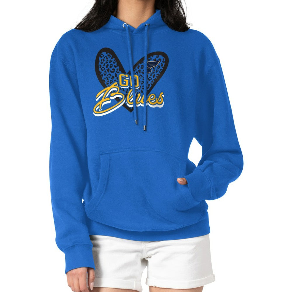 NHL Blue St. Louis Blues G-III 4Her by Carl Banks Women's Animal Print Heart Fleece Pullover Hoodie