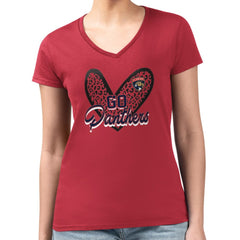 NHL Red Florida Panthers G-III 4Her by Carl Banks Women's Super-Slim Fit Lightweight Animal Print Heart V-Neck T-Shirt