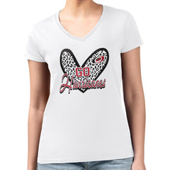 NHL White Carolina Hurricanes G-III 4Her by Carl Banks Women's Super-Slim Fit Lightweight Animal Print Heart V-Neck T-Shirt