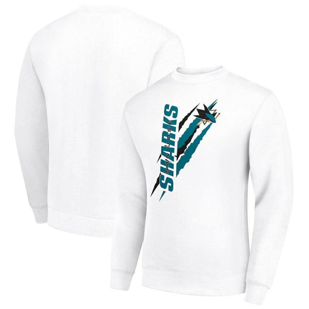 NHL White San Jose Sharks Starter Color Scratch Pullover Sweatshirt