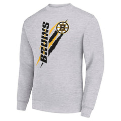 NHL Heather Gray Boston Bruins Starter Color Scratch Pullover Sweatshirt