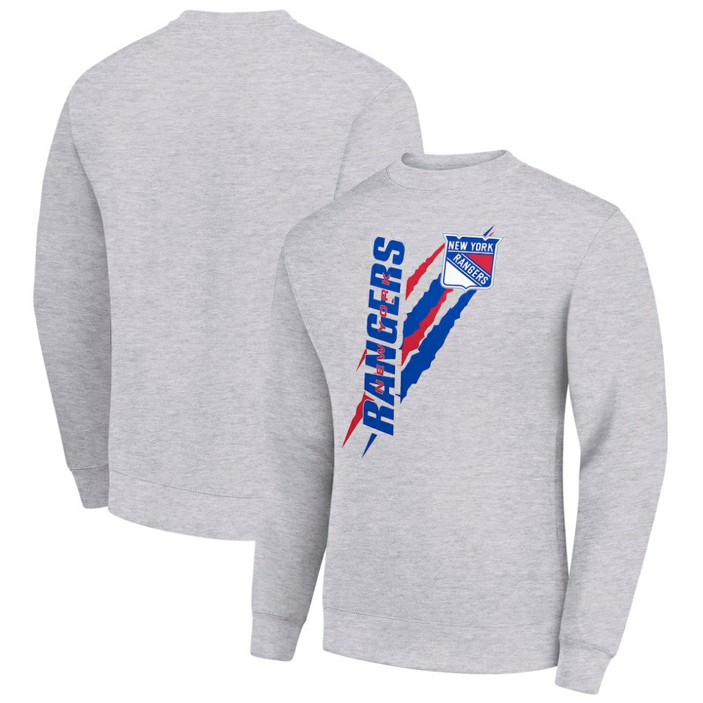 NHL Heather Gray New York Rangers Starter Color Scratch Pullover Sweatshirt