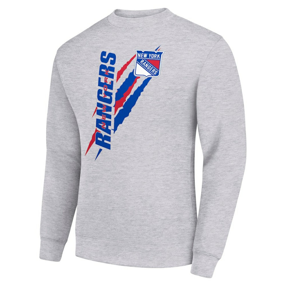 NHL Heather Gray New York Rangers Starter Color Scratch Pullover Sweatshirt
