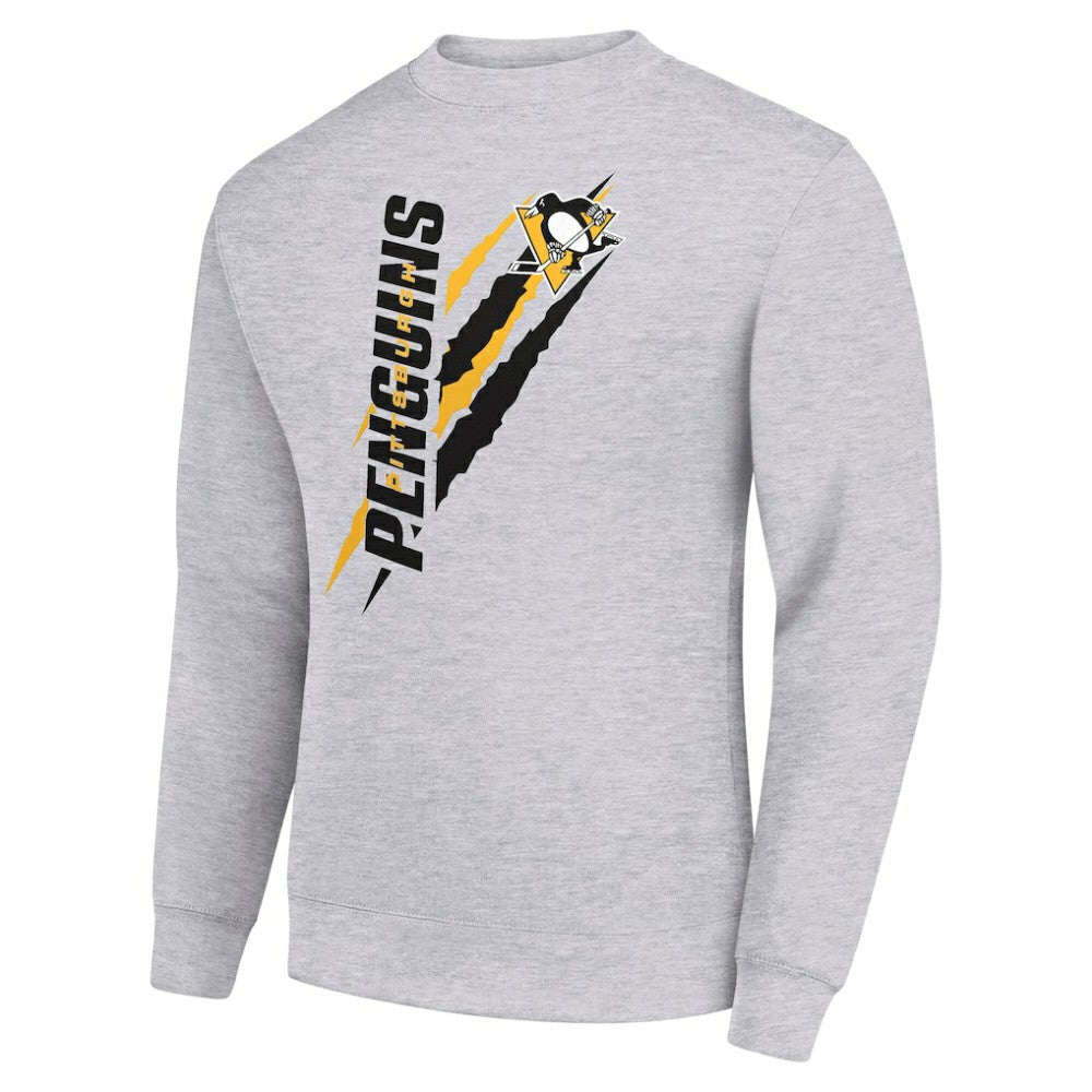 NHL Heather Gray Pittsburgh Penguins Starter Color Scratch Pullover Sweatshirt