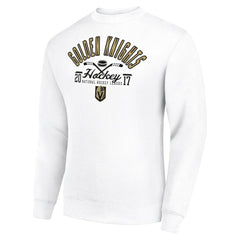 NHL White Vegas Golden Knights Starter Stick And Puck Logo Fleece Pullover Sweatshirt