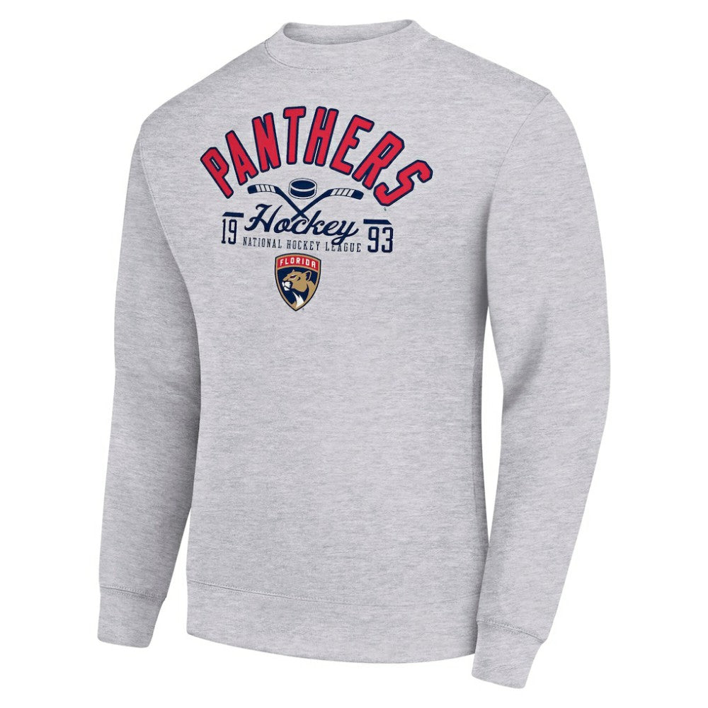 NHL Heather Gray Florida Panthers Starter Stick And Puck Logo Fleece Pullover Sweatshirt