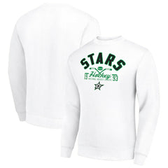 NHL White Dallas Stars Starter Stick And Puck Logo Fleece Pullover Sweatshirt
